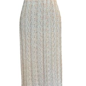 Vintage ILGWU Coquette Grandmacore Womens Pencil Skirt Pink Eyelet Knit